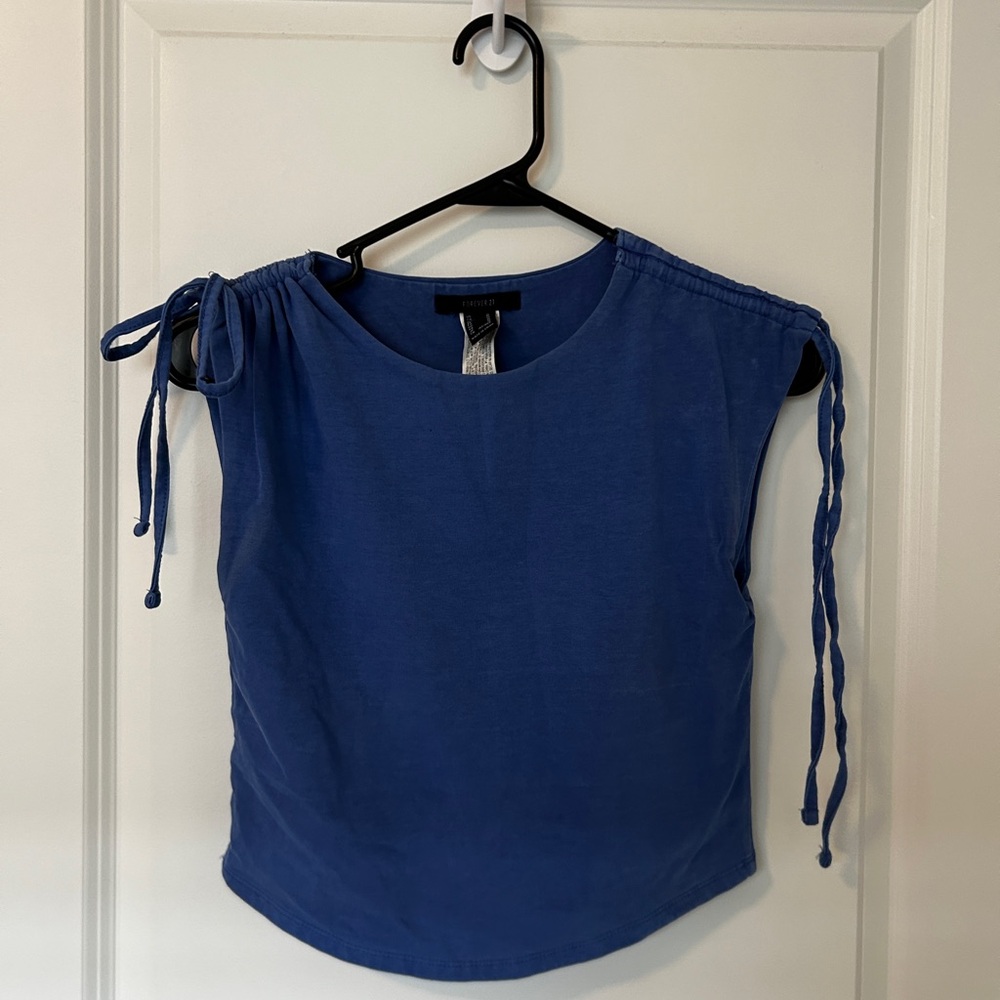 Forever 21 Blue Tank Top with Tie Shoulders